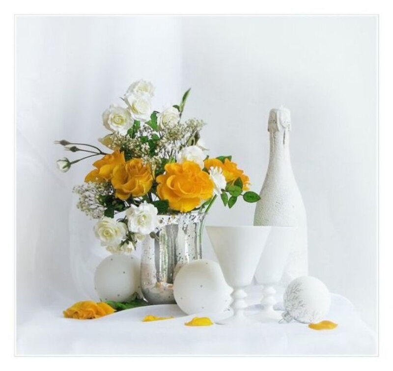 Flower Arrangement with Champagne