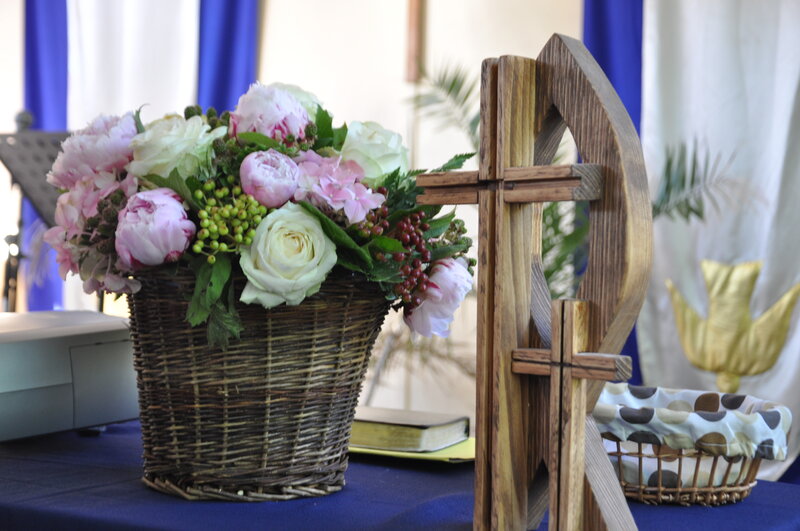 Flower Arrangement with Cross