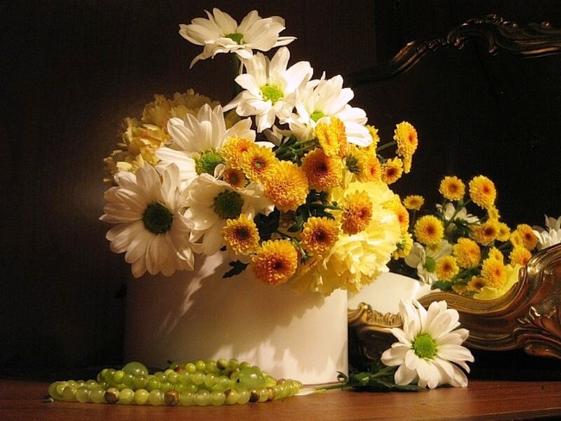 Flower Arrangement with Grapes