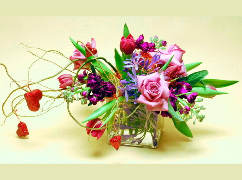 Flower Arrangement with Hearts
