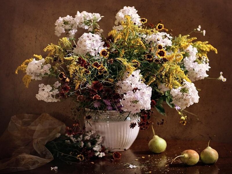 Flower Arrangement with Pears