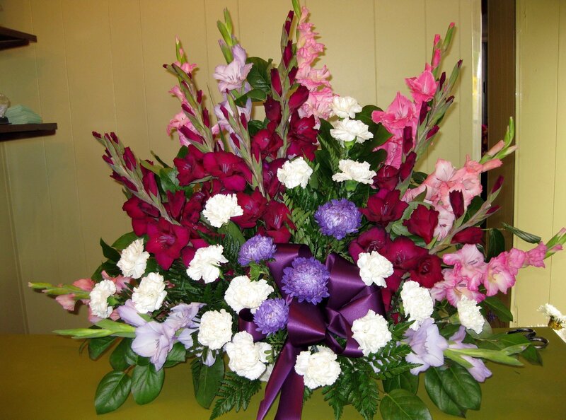 Flower Arrangement with Ribbon — Purple