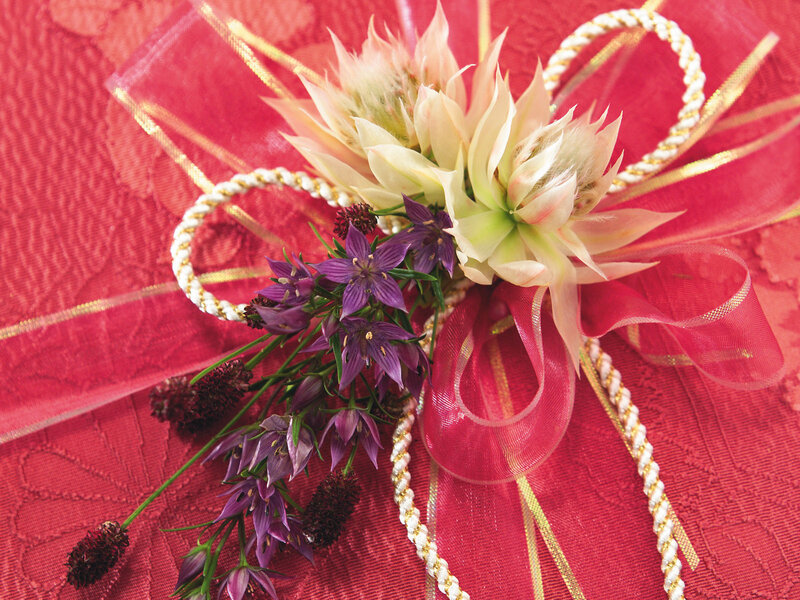 Flower Arrangement with Ribbon