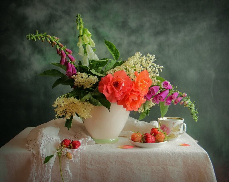 Flower Arrangement with Strawberries