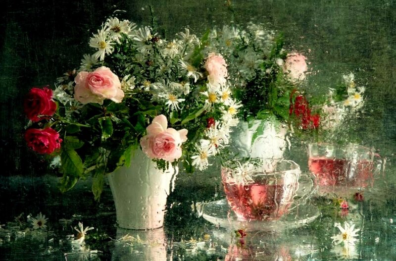 Flower Arrangement with Tea Cups