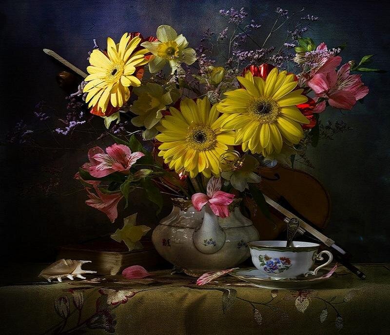 Flower Arrangement with Violin