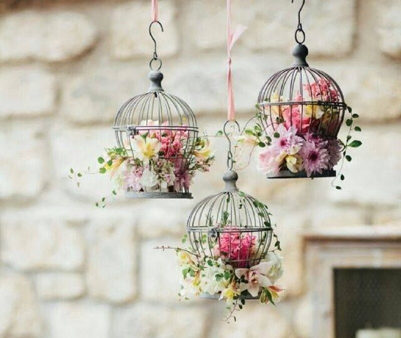 Flower Arrangements in Birdcages