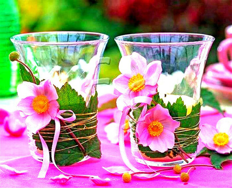 Flower Arrangements in Glasses