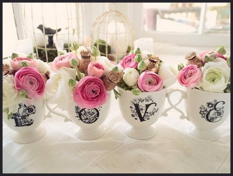 Flower Arrangements in Teacups