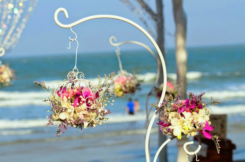 Flower Arrangements on Beach