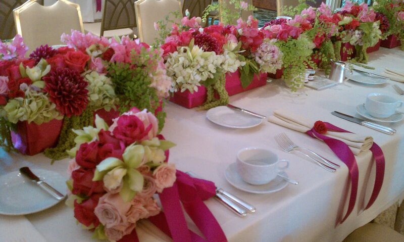 Flower Arrangements on Table — Pink, Elegant
