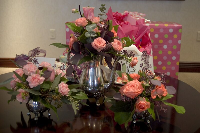 Flower Arrangements on Table — Pink, Festive