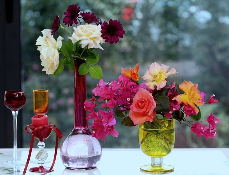 Flower Arrangements on Table — Pink