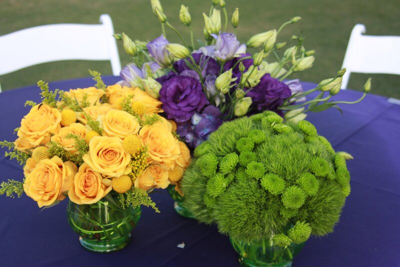 Flower Arrangements on Table — Purple