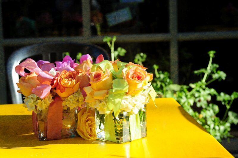 Flower Arrangements on Table — Yellow, Bright
