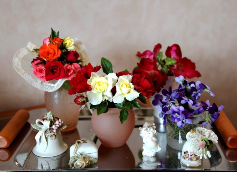 Flower Arrangements on Tray