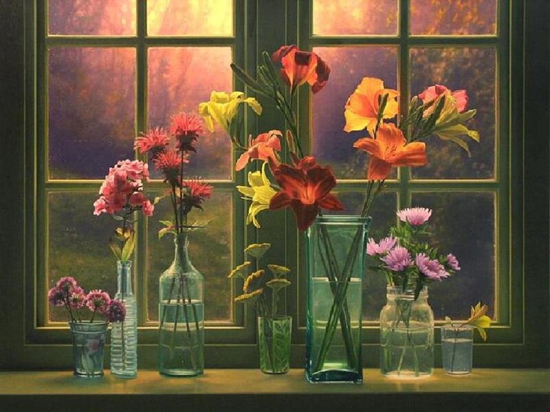 Flower Arrangements on Windowsill