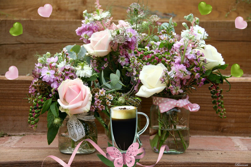 Flower Arrangements with Coffee