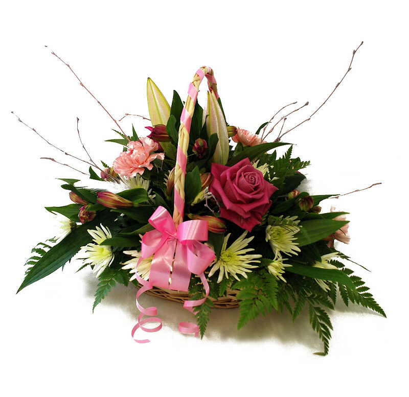 Flower Basket Arrangement — Pink