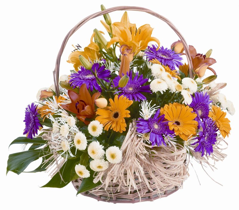 Flower Basket Arrangement — Purple, Festive
