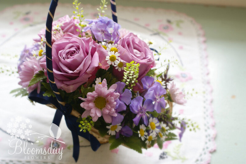 Flower Basket Arrangement — Purple