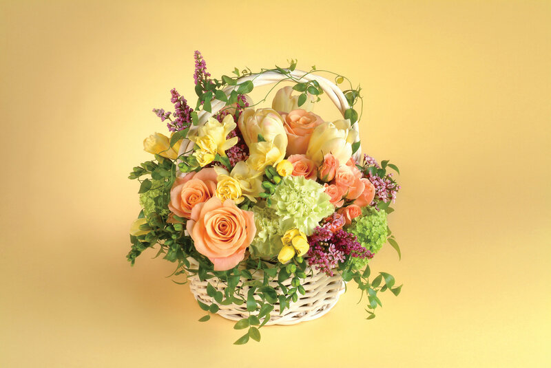Flower Basket Arrangement — Yellow