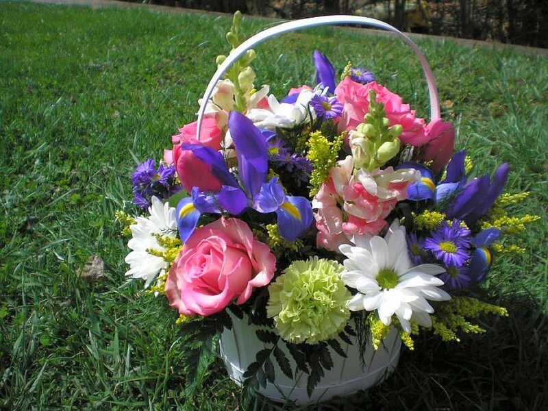 Flower Basket on Grass