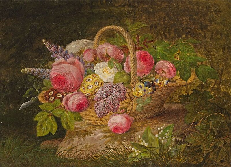 Flower Basket on Stone