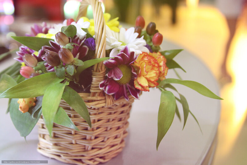 Flower basket on table