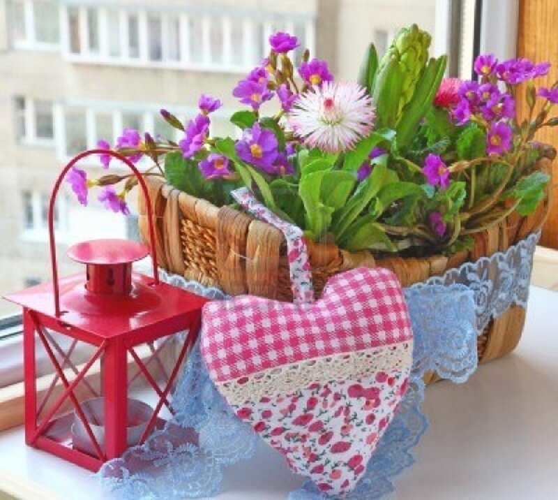 Flower Basket on Windowsill