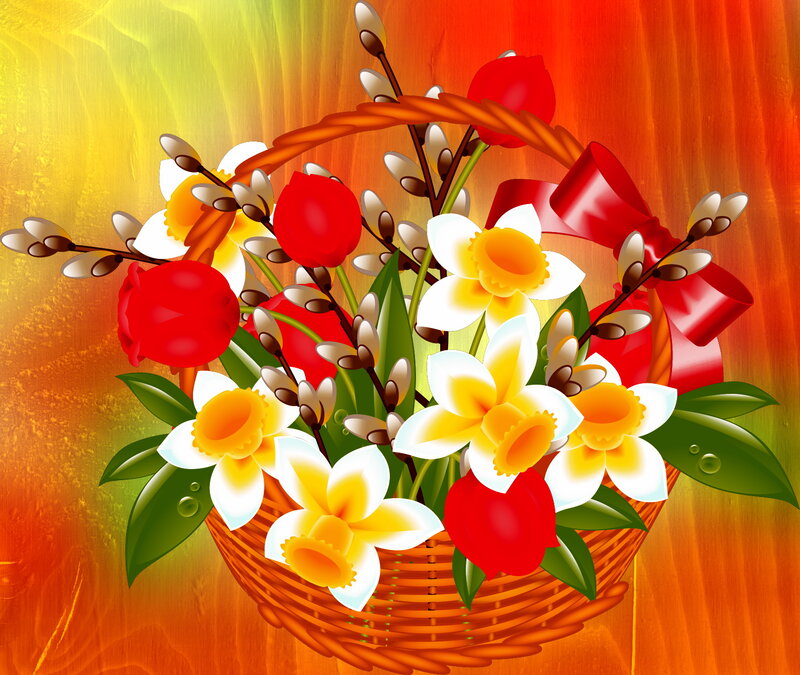 Flower Basket with Daffodils