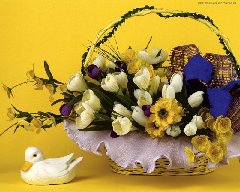 Flower Basket with Duck