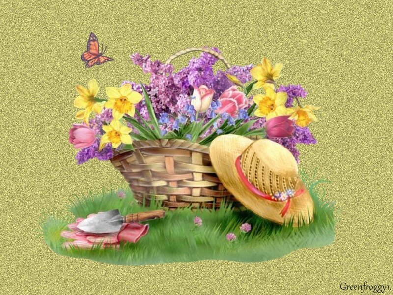 Flower Basket with Gardening Tools