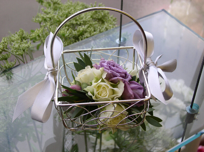 Flower Basket with Roses — Purple