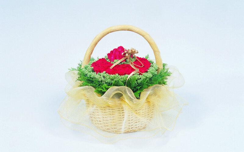 Flower Basket with Roses — Red, Calm
