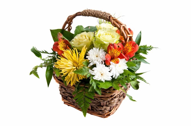 Flower Basket with Roses — Yellow, Calm