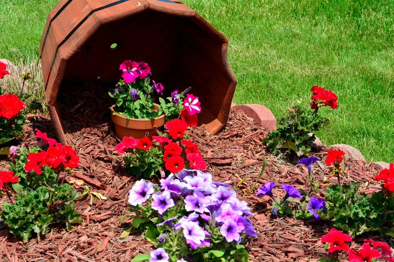 Flower Bed with Barrel