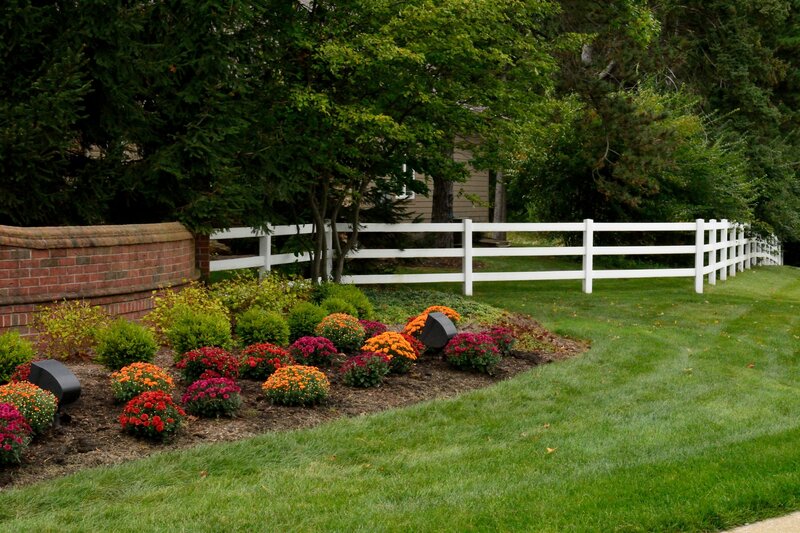 Flower Bed with White Fence — Green, Serene