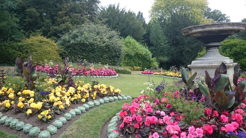 Flower Beds in Garden — Pink