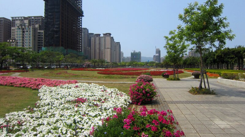 Flower Beds in Park — White