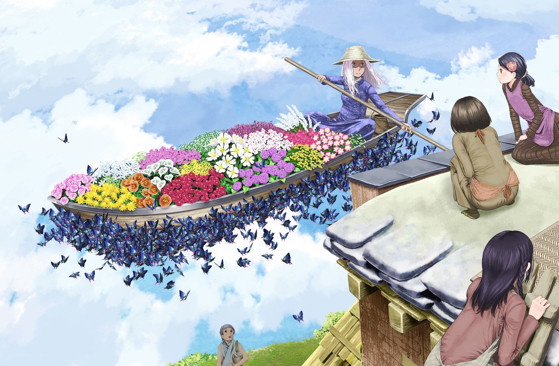 Flower boat in the sky