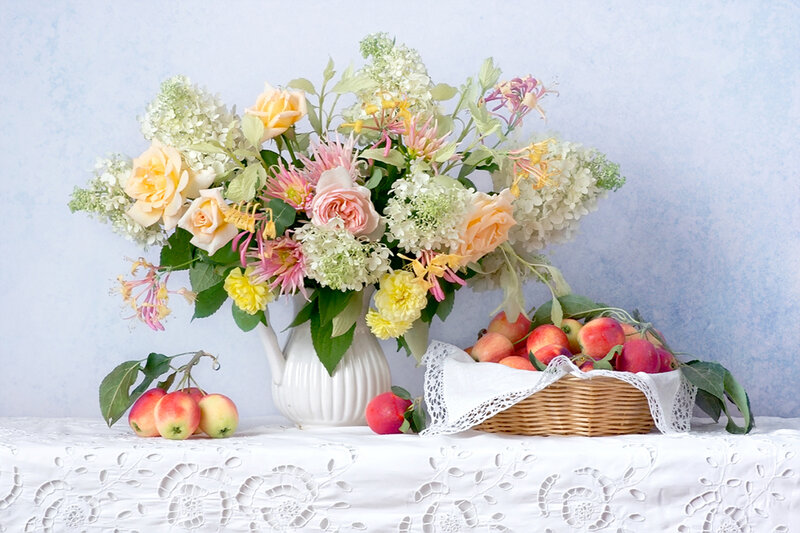 Flower Bouquet and Apples