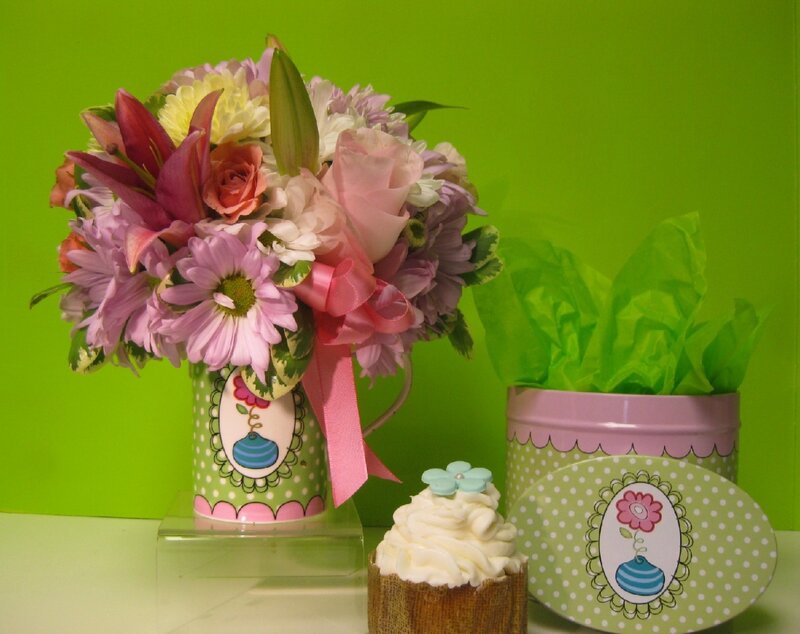 Flower Bouquet and Cupcake