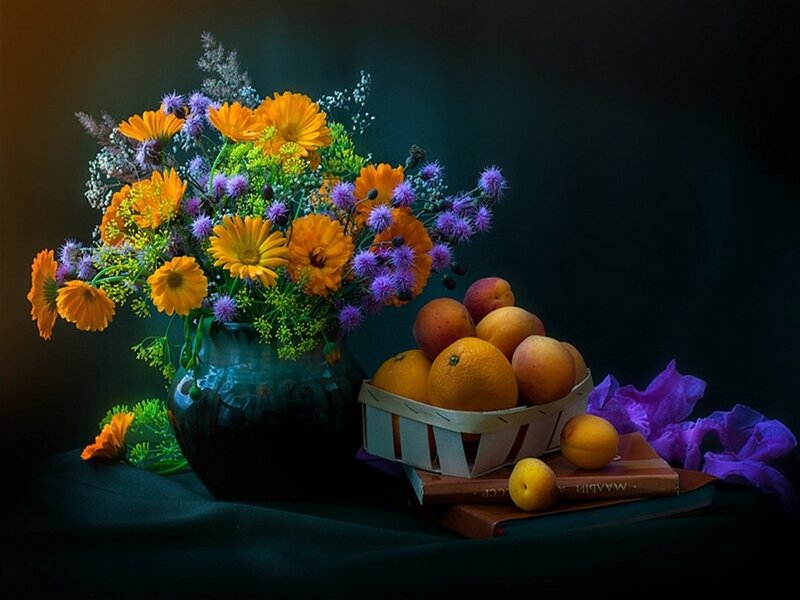 Flower Bouquet and Fruit