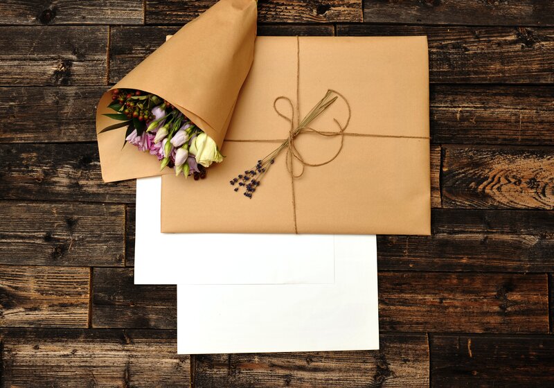 Flower Bouquet and Gift — Brown