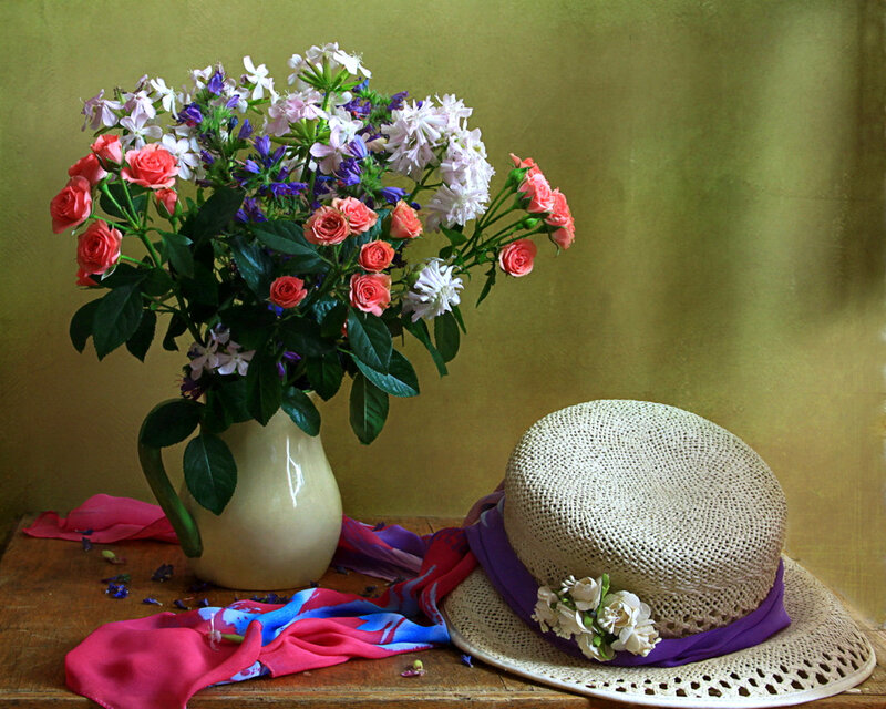 Flower Bouquet and Hat