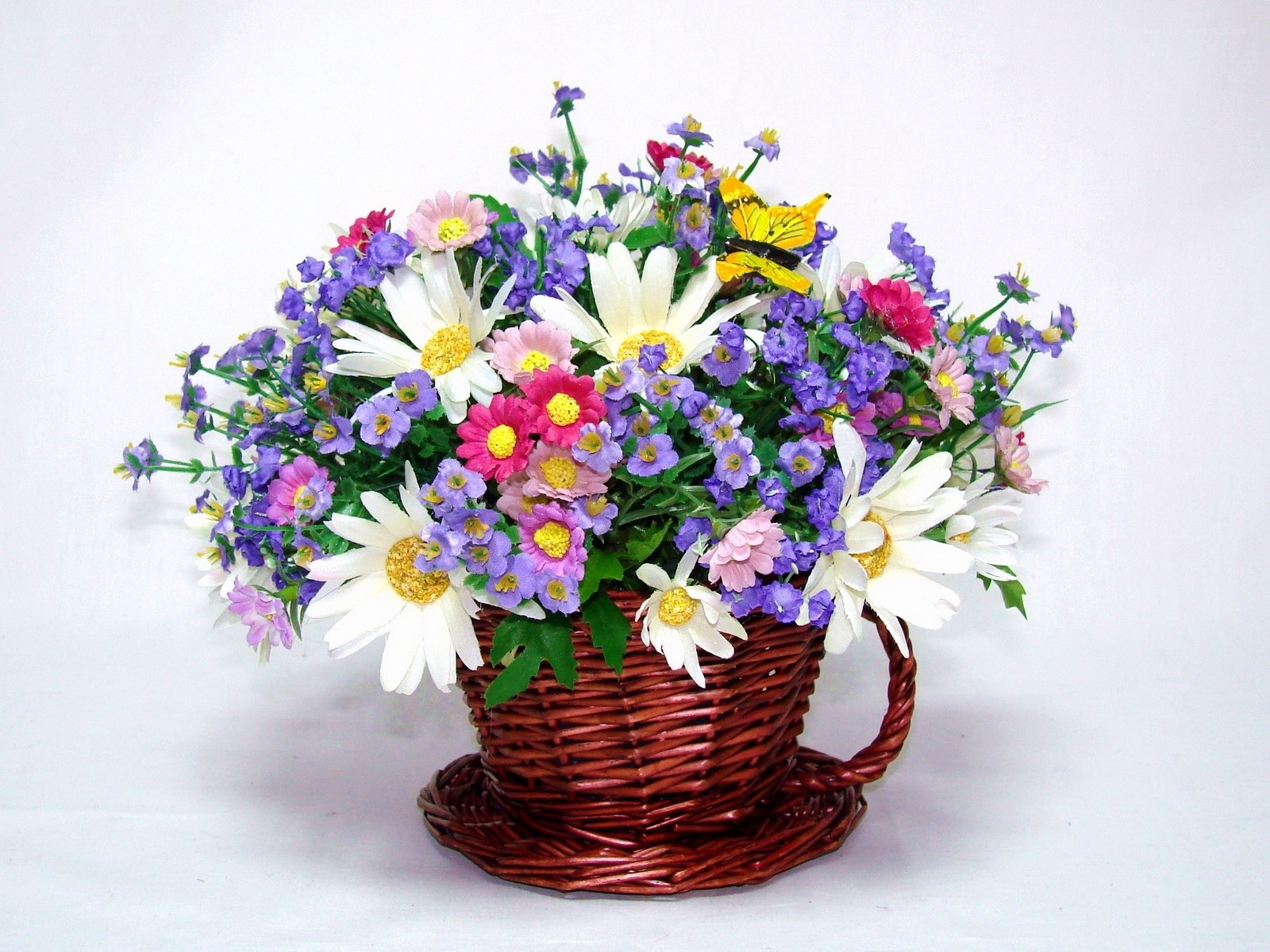 Flower bouquet in a basket