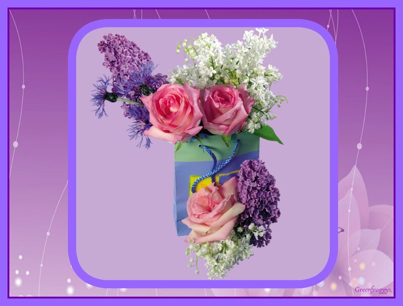 Flower Bouquet in Bag — Purple