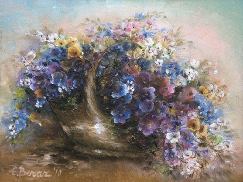 Flower Bouquet in Basket — Blue