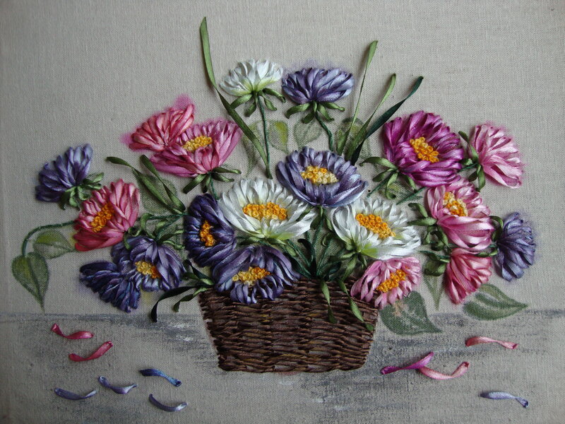 Flower Bouquet in Basket — Purple